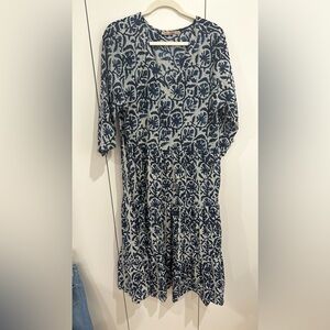 DRESS ADDICT 3/4 sleeve tiered midi dress